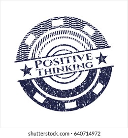 Blue Positive Thinking rubber grunge texture seal