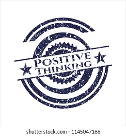 Blue Positive Thinking rubber seal with grunge texture