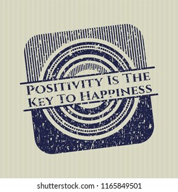 Blue Positivity Is The Key To Happiness distress grunge stamp