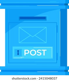 Blue postal mailbox vector illustration. Flat design mailbox for sending letters.