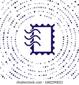 Blue Postal stamp icon isolated on white background. Abstract circle random dots. Vector Illustration