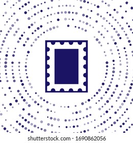 Blue Postal stamp icon isolated on white background. Abstract circle random dots. Vector Illustration