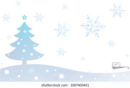 Blue postcard low polygon style christmas tree vector illustration consisting of triangles.Abstract triangular polygonal origami or crystal design of New Years celebration.Isolated on white background
