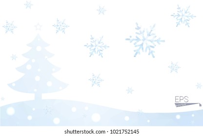 Blue postcard low polygon style christmas tree vector illustration consisting of triangles.Abstract triangular polygonal origami or crystal design of New Years celebration.Isolated on white background