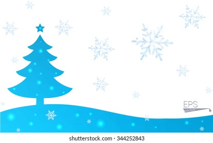 Blue postcard low polygon style christmas tree vector illustration consisting of triangles.Abstract triangular polygonal origami or crystal design of New Years celebration.Isolated on white background