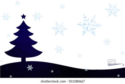 Blue postcard low polygon style christmas tree vector illustration consisting of triangles.Abstract triangular polygonal origami or crystal design of New Years celebration.Isolated on white background Blue postcard low polygon style christmas tree vector illustration consisting of triangles.Abstract triangular polygonal origami or crystal design of New Years celebration.Isolated on white background
