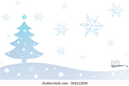 Blue postcard low polygon style christmas tree vector illustration consisting of triangles.Abstract triangular polygonal origami or crystal design of New Years celebration.Isolated on white background