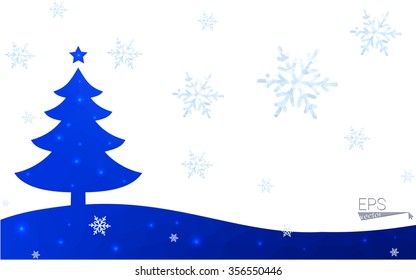 Blue postcard low polygon style christmas tree vector illustration consisting of triangles.Abstract triangular polygonal origami or crystal design of New Years celebration.Isolated on white background