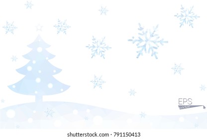 Blue postcard low polygon style christmas tree vector illustration consisting of triangles.Abstract triangular polygonal origami or crystal design of New Years celebration.Isolated on white background