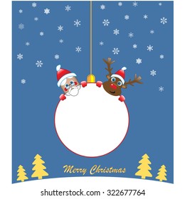 Blue postcard with xmas characters
