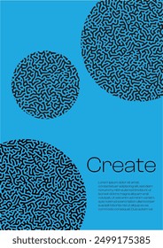 blue Poster background abstract gradient template vector. Turing geometric shapes design line art.