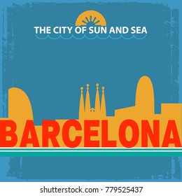 blue poster of Barcelona