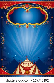 blue poster circus.  A circus blue poster for you with a large copy space for your message