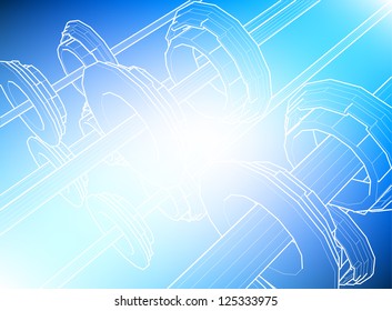 Blue poster in the style of elementary geometry