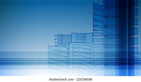 Blue poster in the style of elementary geometry