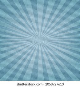 Blue Poster With Sunburst And Rays With Gradient Background, Vector Illustration