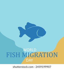 A blue poster that says world fish migration day.