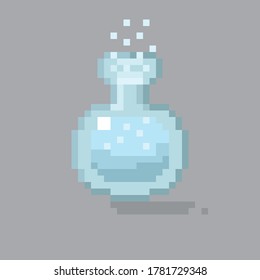 Blue potion foamy pixel art. Vector Picture. 