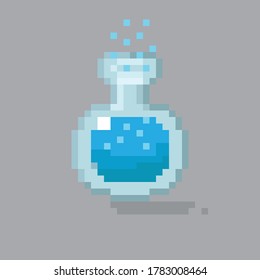 Blaue Tränke, schäumende Pixelkunst. Vektorbild. 