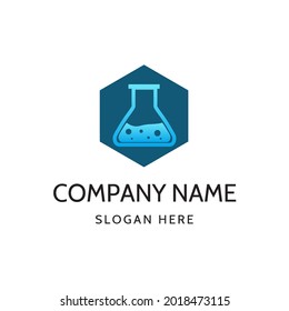Blue potion hexagon logo design template
