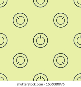 Blue Power button icon isolated seamless pattern on yellow background. Start sign.  Vector Illustration