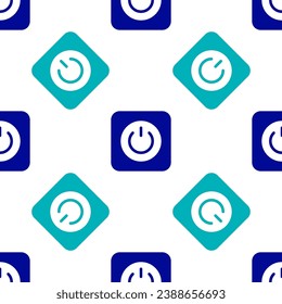 Blue Power button icon isolated seamless pattern on white background. Start sign.  Vector