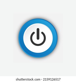 blue power button icon on white background.