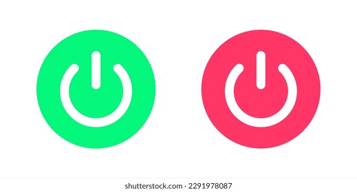 Blue power button icon on white background. illustrator vector 10 eps.