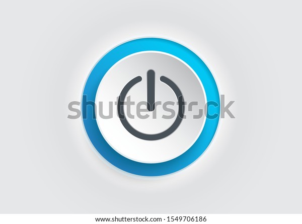 Blue Power Button Icon On White Stock Vector (Royalty Free) 1549706186 ...