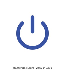 Diseño plano de Vector de silueta de icono de Botón de energía azul sobre fondo blanco. Botón del interruptor de alimentación. Icono del interruptor de encendido.