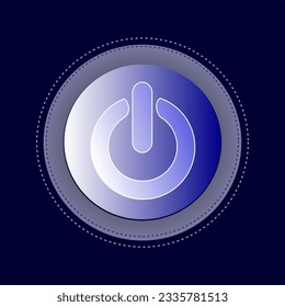 Imagen o icono del botón de encendido azul con círculo para sitios web con temática tecnológica,vector