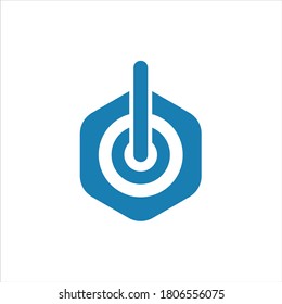 Blue Power button Logo design vector.