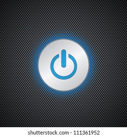 Blue power button on black