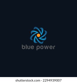 Resumen del logotipo de potencia azul con energía básica