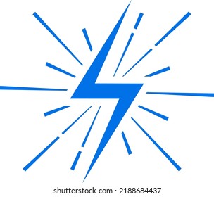 Blue power symbol. Flash icon. Fast speed sign