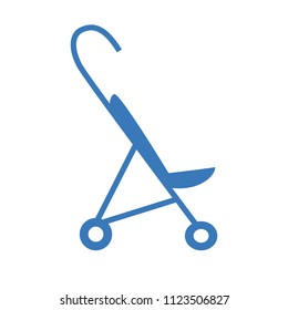 blue pram icon or sign on a white background