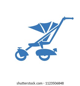 blue pram icon or sign on a white background