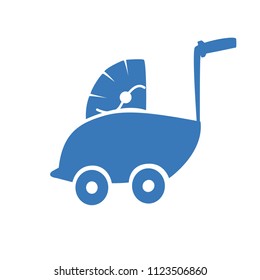 blue pram icon or sign on a white background