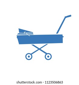 blue pram icon or sign on a white background