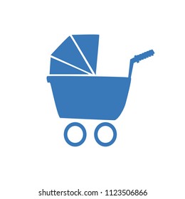 blue pram icon or sign on a white background