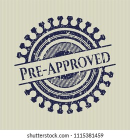 Blue Pre-Approved rubber seal with grunge texture
