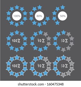 blue preloaders and progress loading bars. vector illustration.