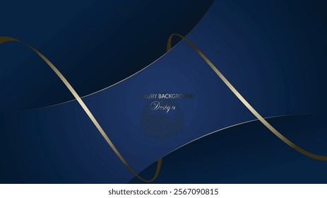 Blue premium background vector illustration design. Blue and gold luxury background. Premium background. Template for invitation, banner, card, exhibition backdrop, award, wedding, and others.