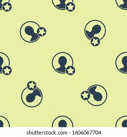 Blue Premium create account screen icon isolated seamless pattern on yellow background.  Vector Illustration