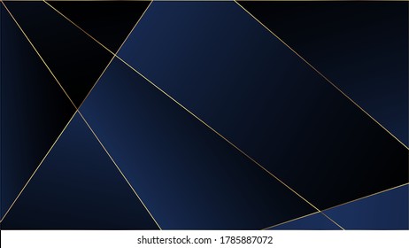 Blue Premium Polygon Texture. Elegant Dark Platinum Chic Shapes Frame VIP Silver Rich Geometric Celebration Background. Crystal Triangle Blue Luxury Wallpaper. Gold Lines Triangular Luxury Poster.