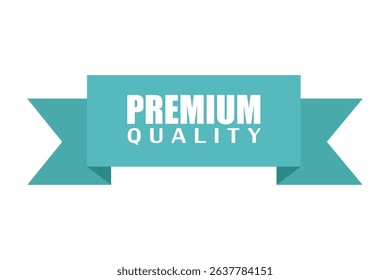 Blue premium quality ribbon label icon