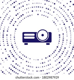 Blue Presentation, movie, film, media projector icon isolated on white background. Abstract circle random dots. Vector Illustration