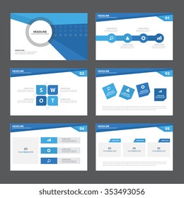 Blue presentation template Infographic elements flat design set for brochure flyer leaflet marketing advertising