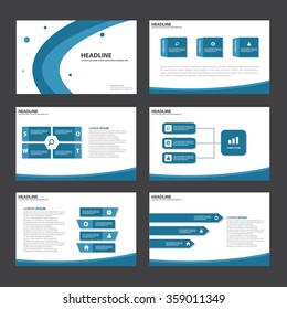 Blue presentation template Infographic elements flat design set for brochure flyer leaflet marketing advertising