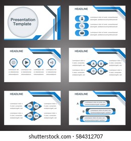 Blue presentation template Infographic elements flat design